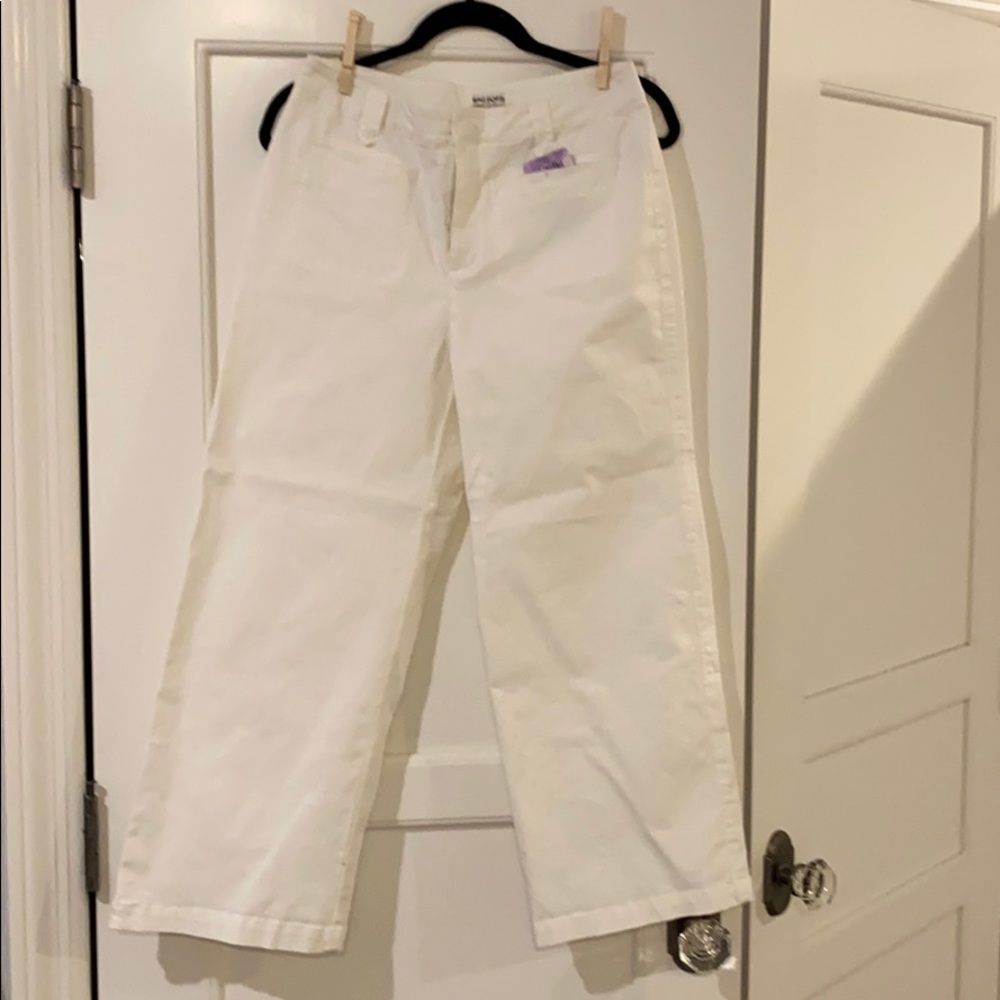 Brand new cropped wide leg white soft denim jeans